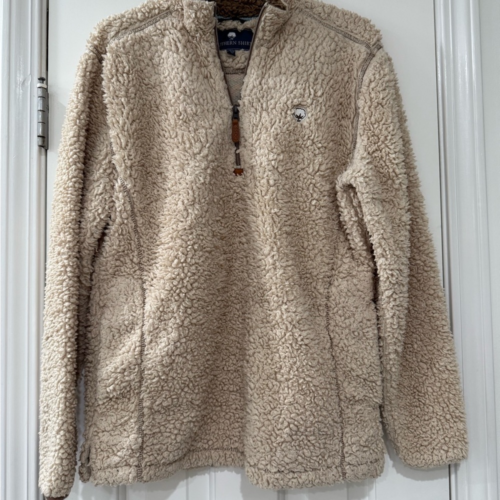 The Southern Shirt Company Cream Sherpa Jacket